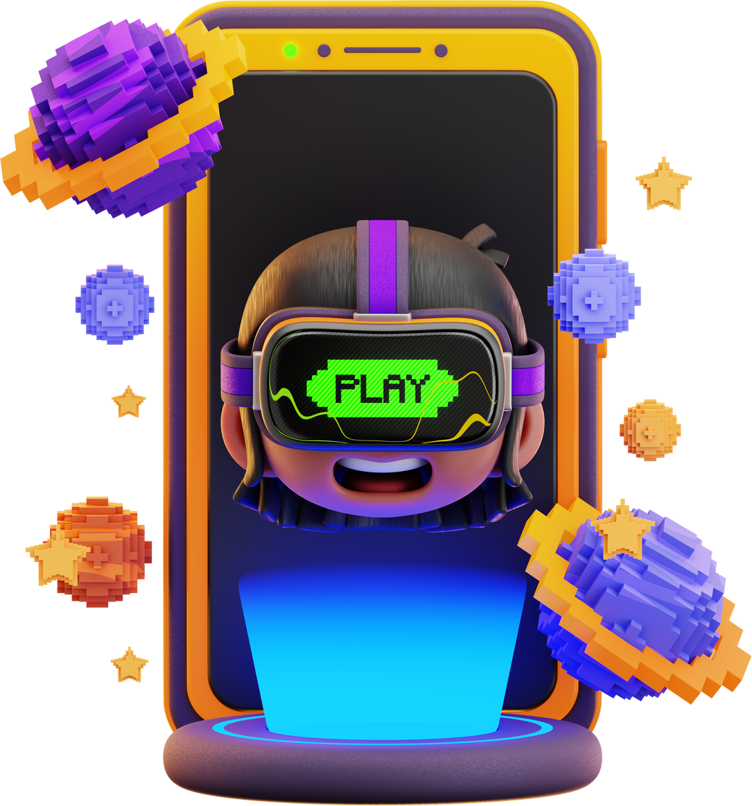 mobile vr 3d icon illustration